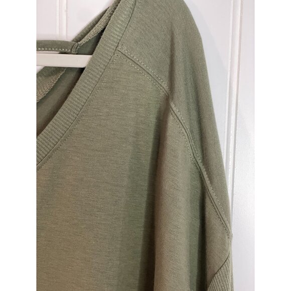 Falls Creek Womens Plus Size 2X Olive Green Tunic Top With Ribbed Sleeves - Picture 7 of 14